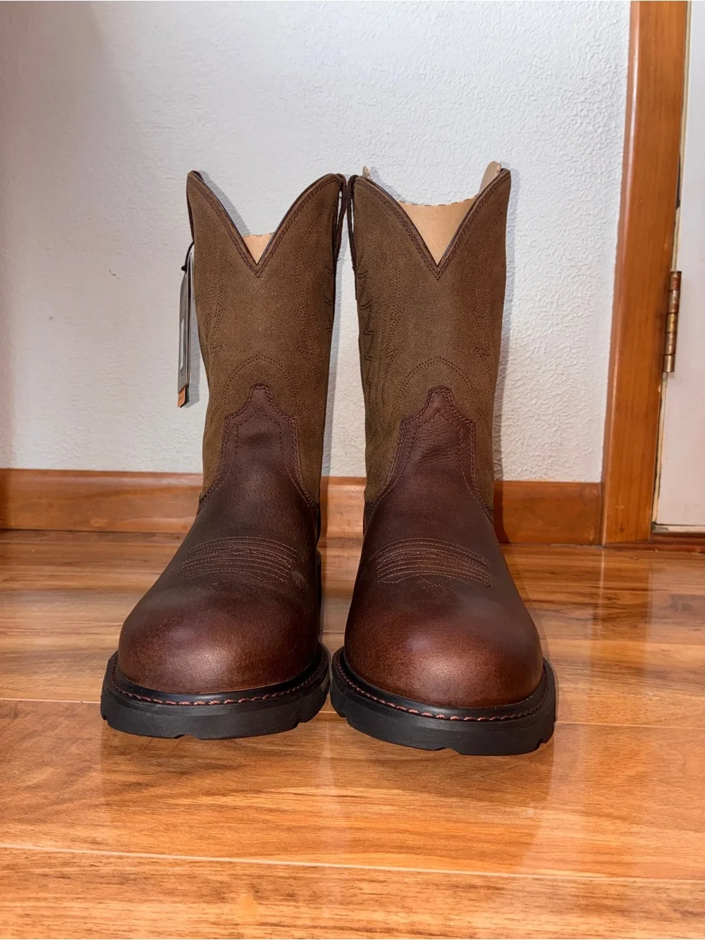 Ariat Men’s Groundbreaker Pull-On Work Boots, brown - size 14 EE (wide)